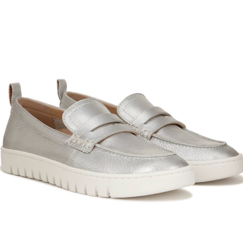 Vionic Metallic Silver Slip-On Loafers